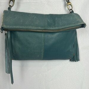 Lucky Brand Teal Leather Convertible Fold over crossbody Shoulder Bag